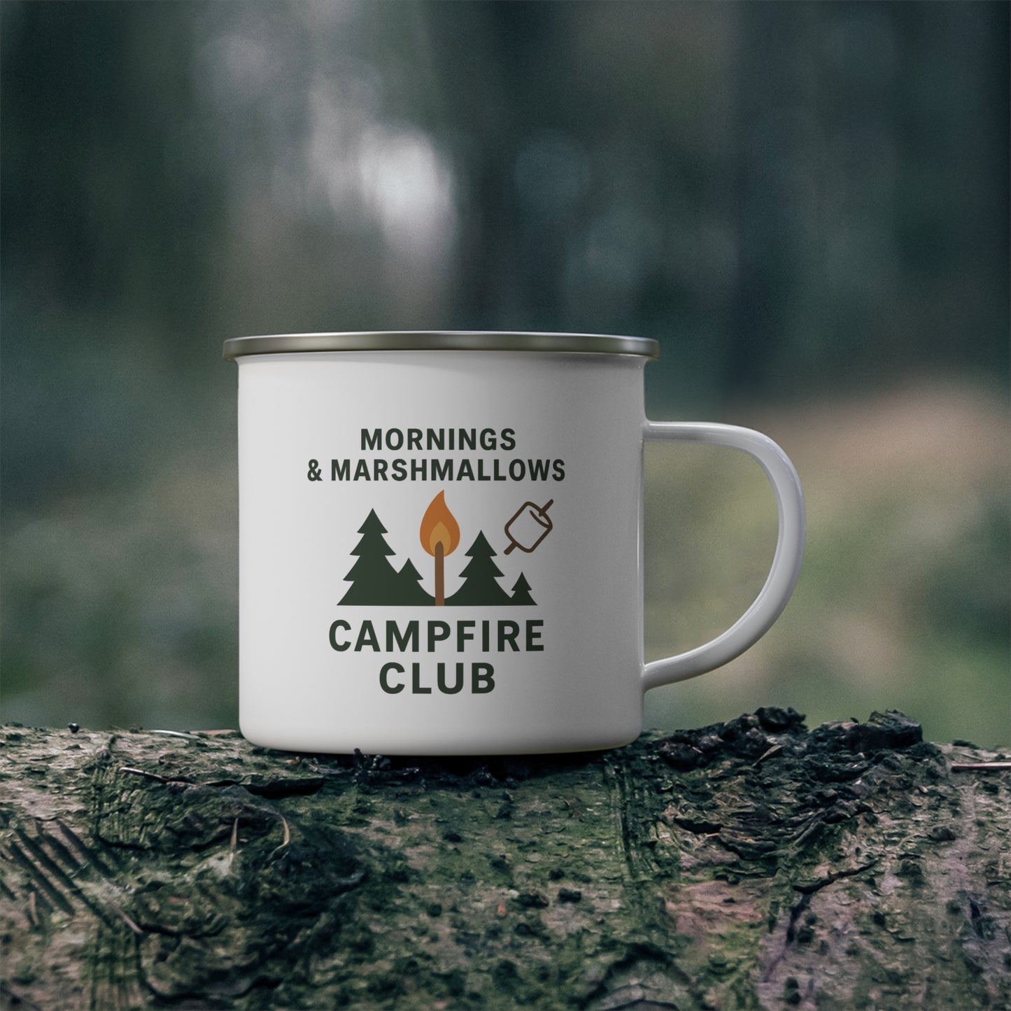 Campfire Club Enamel Camping Mug - Mornings & Marshmallows Travel Mug