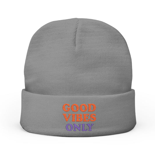 Good Vibes Only Knit Beanie - Cozy Embroidered Hat for All Occasions