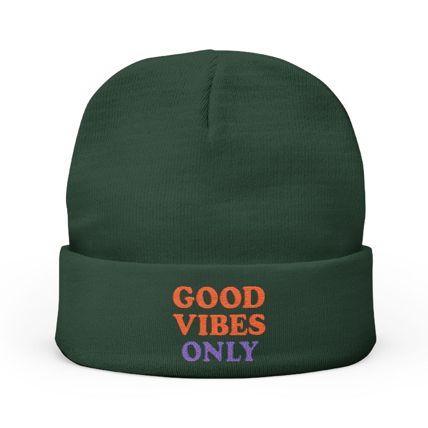 Good Vibes Only Knit Beanie - Cozy Embroidered Hat for All Occasions