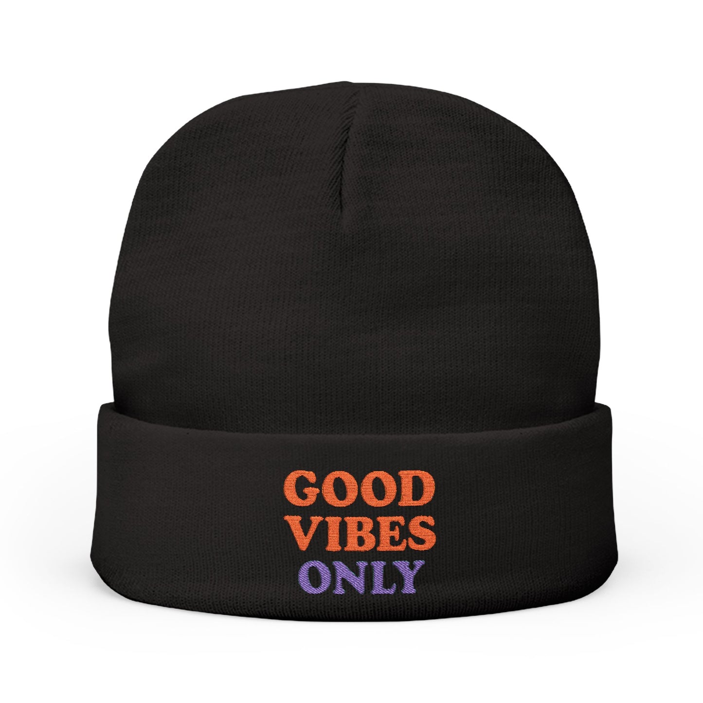 Good Vibes Only Knit Beanie - Cozy Embroidered Hat for All Occasions
