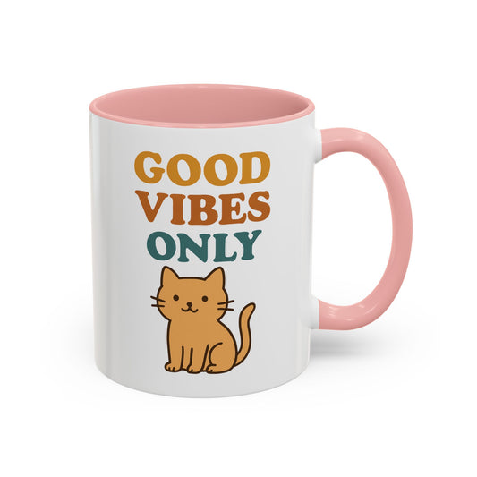 Good Vibes Only Cat Accent Coffee Mug - 11oz & 15oz