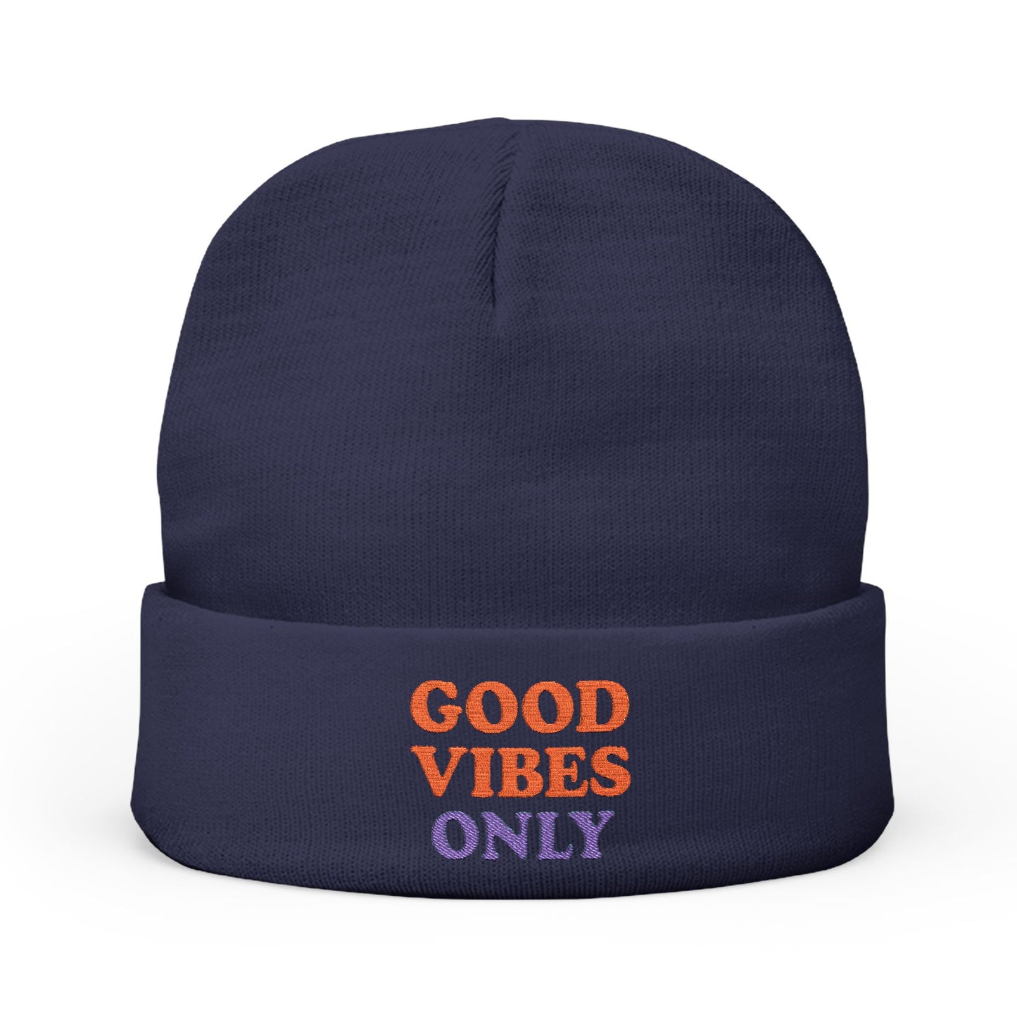 Good Vibes Only Knit Beanie - Cozy Embroidered Hat for All Occasions
